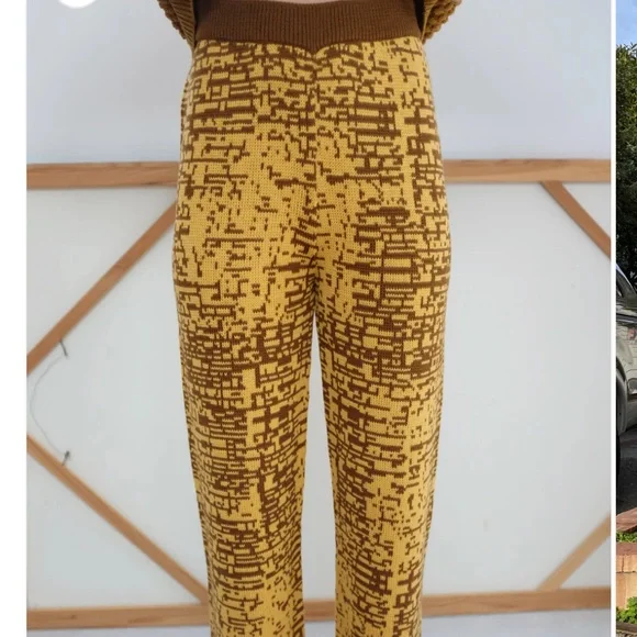 Beklina Merino Jacquard Knit Trouser Cocoa/Saffron - Picture 5 of 5